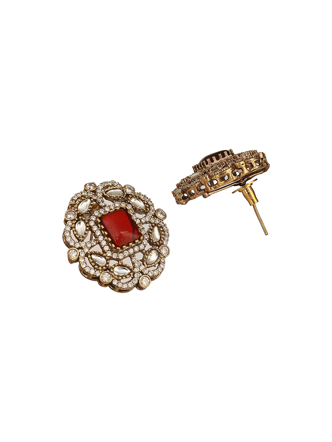 Gold  Toned Ruby Red Mossanite Kundan  Statement  Choker Jewellery Set