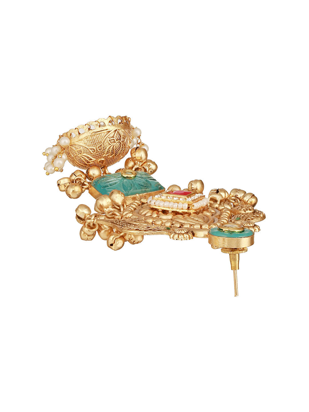 Gold Toned Kundan Studded Lightweight Bird Motif  Statement Bridal Jhumka Earrings