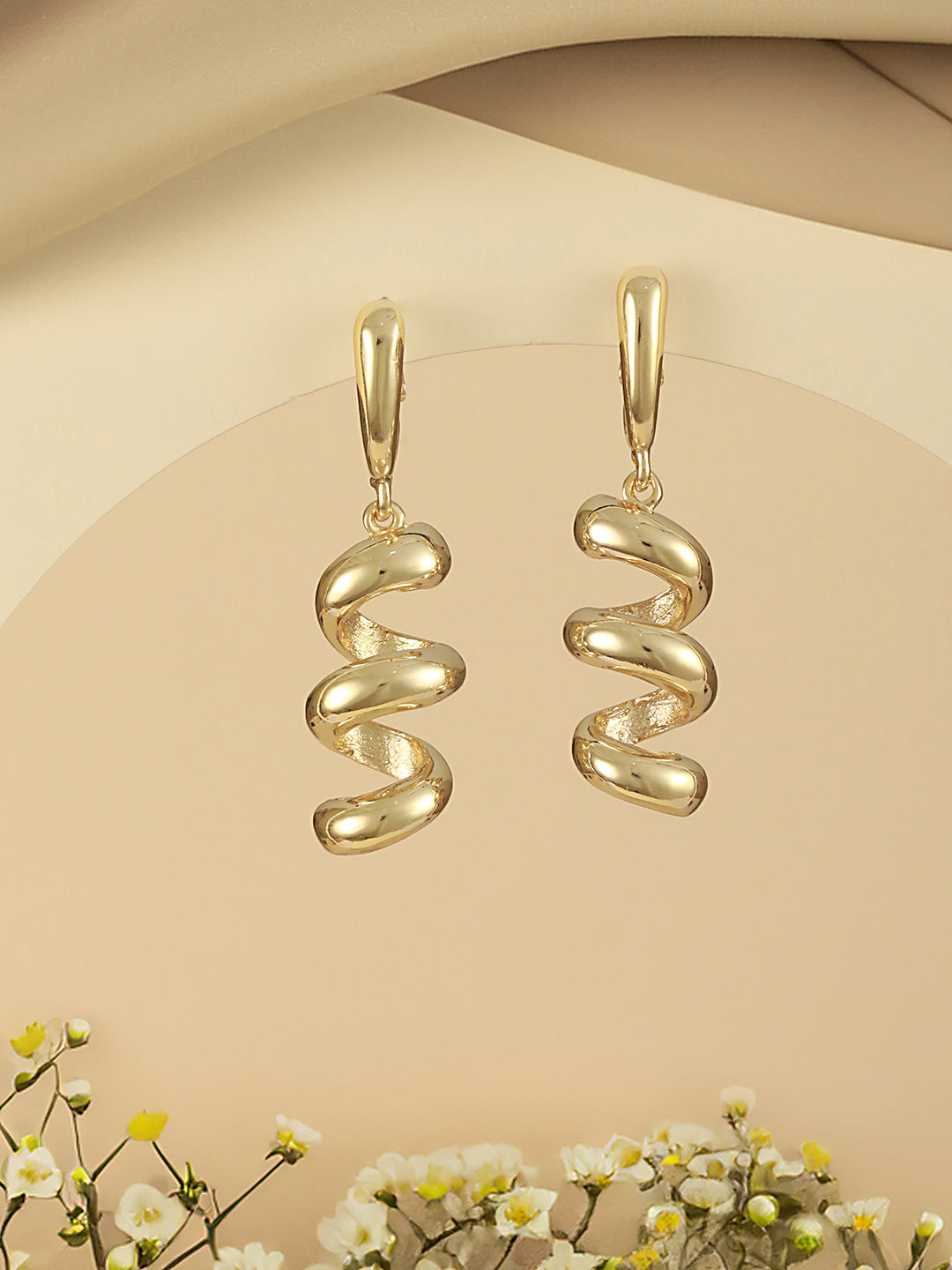 Anti-Tarnish Gold Plated  Spiral Twister Hoop Minimalist Earrings