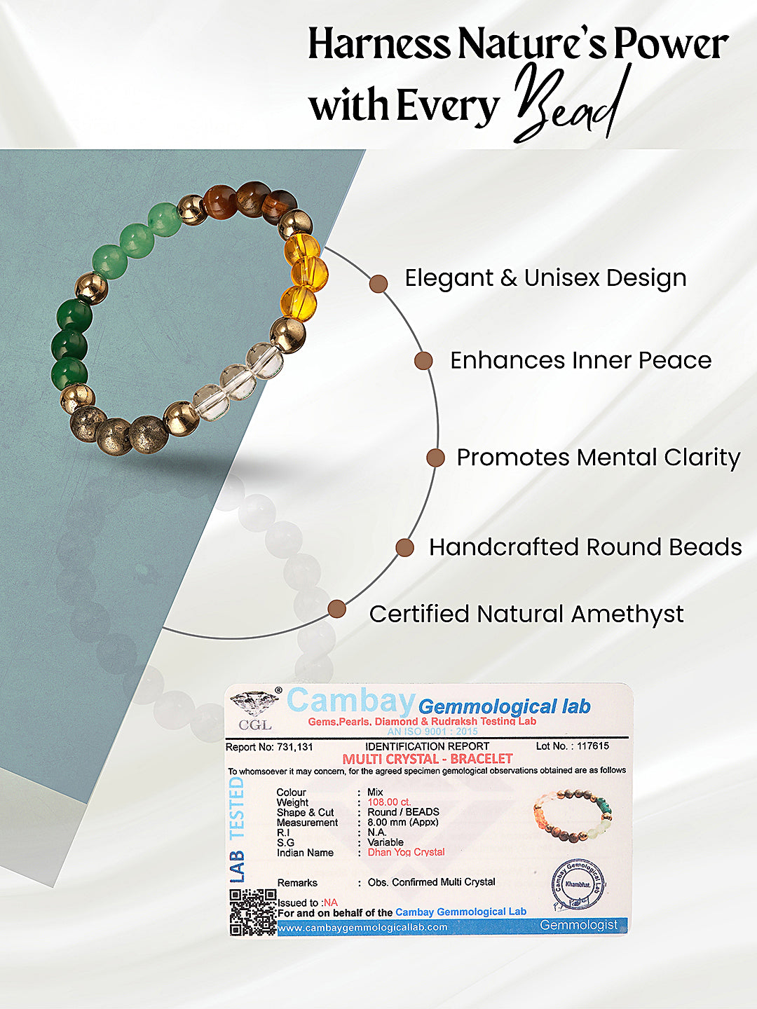 Chakra Balancing Multi Crystal Bracelet for Healing & Meditation