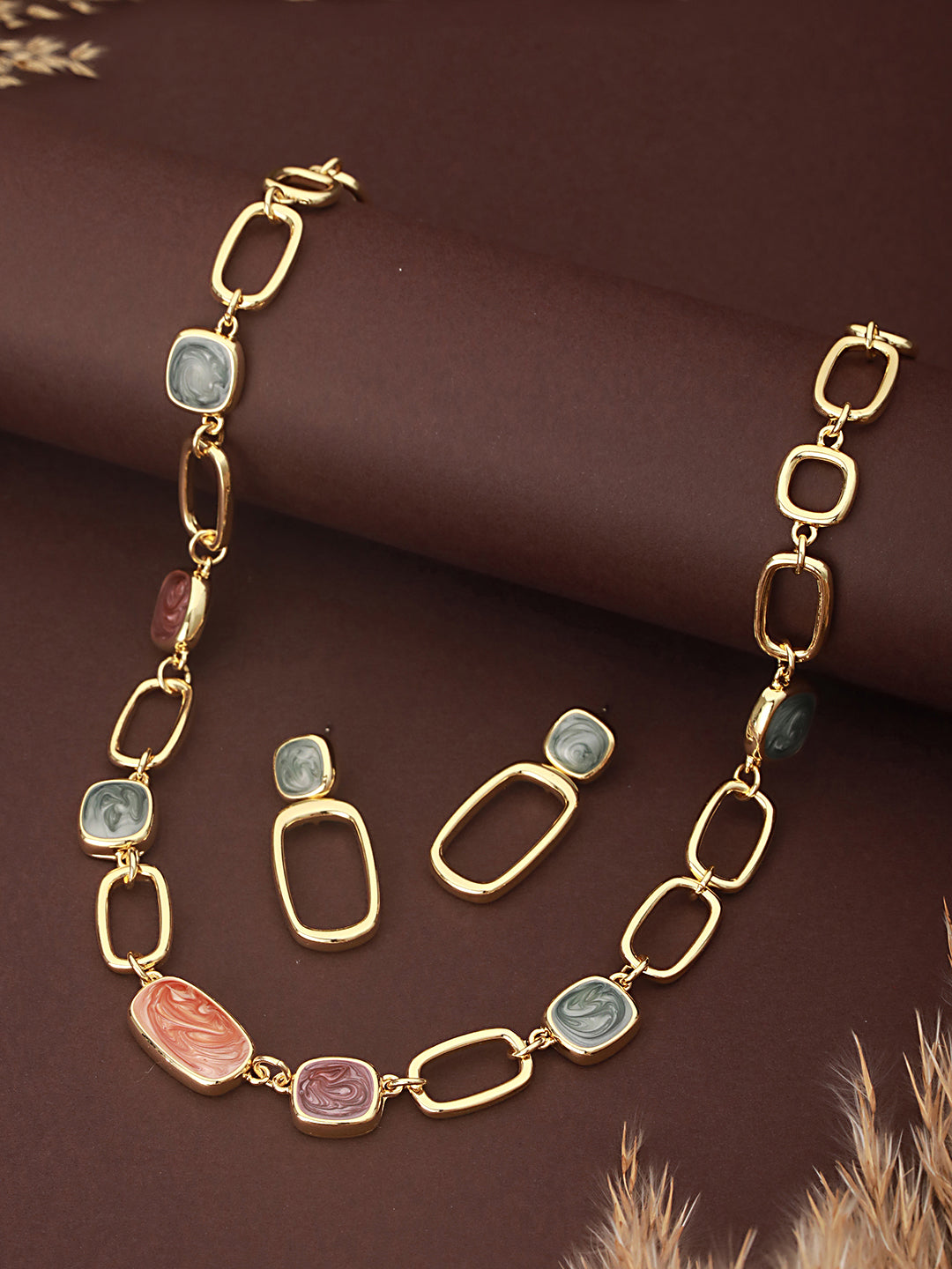 Anti-Tarnish Gold Plated Turquoise Enamelled Quirky Drop Earrings