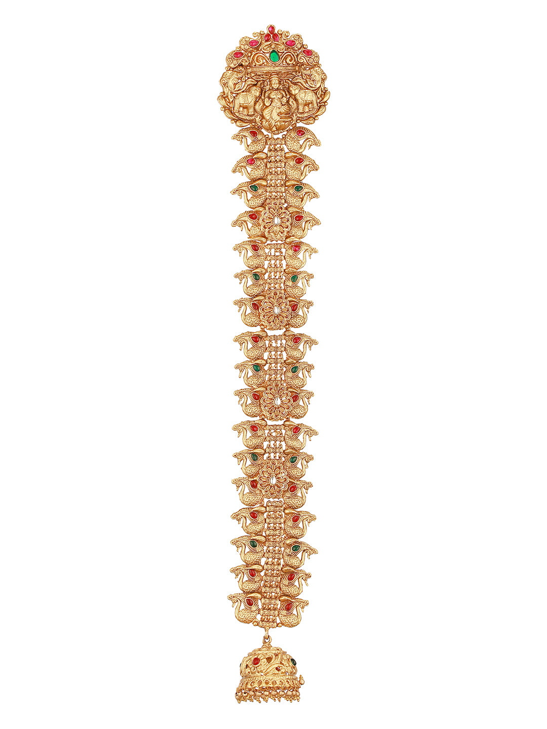 Gold Look Nakshi Kempo Studded Lakshmi Ji Peacock Jadai Billa Bridal Hair Braid Choti