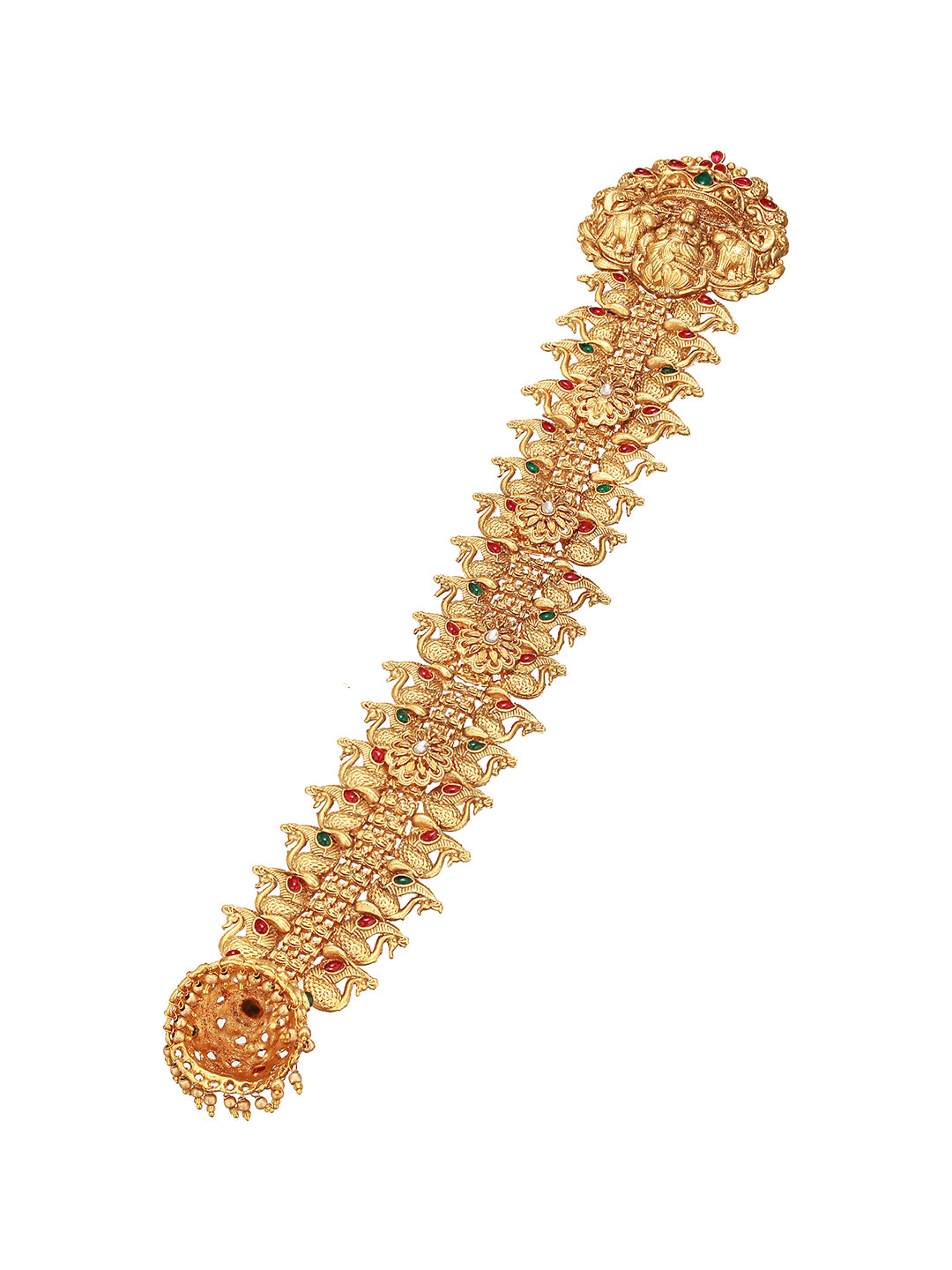 Gold Look Nakshi Kempo Studded Lakshmi Ji Peacock Jadai Billa Bridal Hair Braid Choti