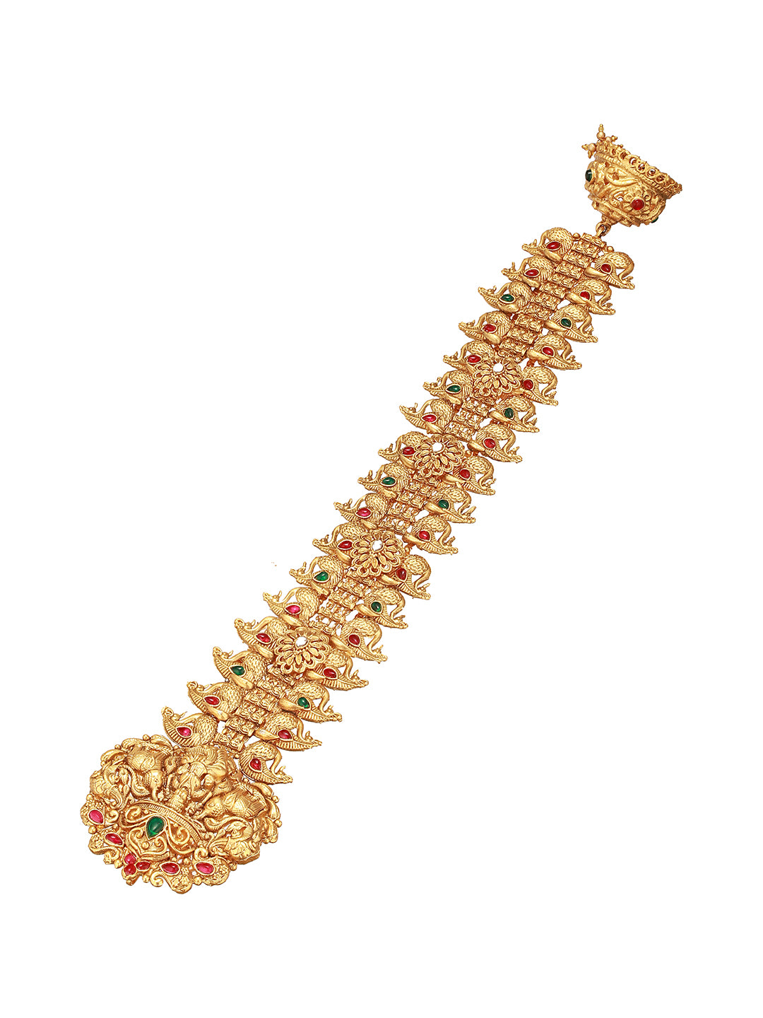 Gold Look Nakshi Kempo Studded Lakshmi Ji Peacock Jadai Billa Bridal Hair Braid Choti