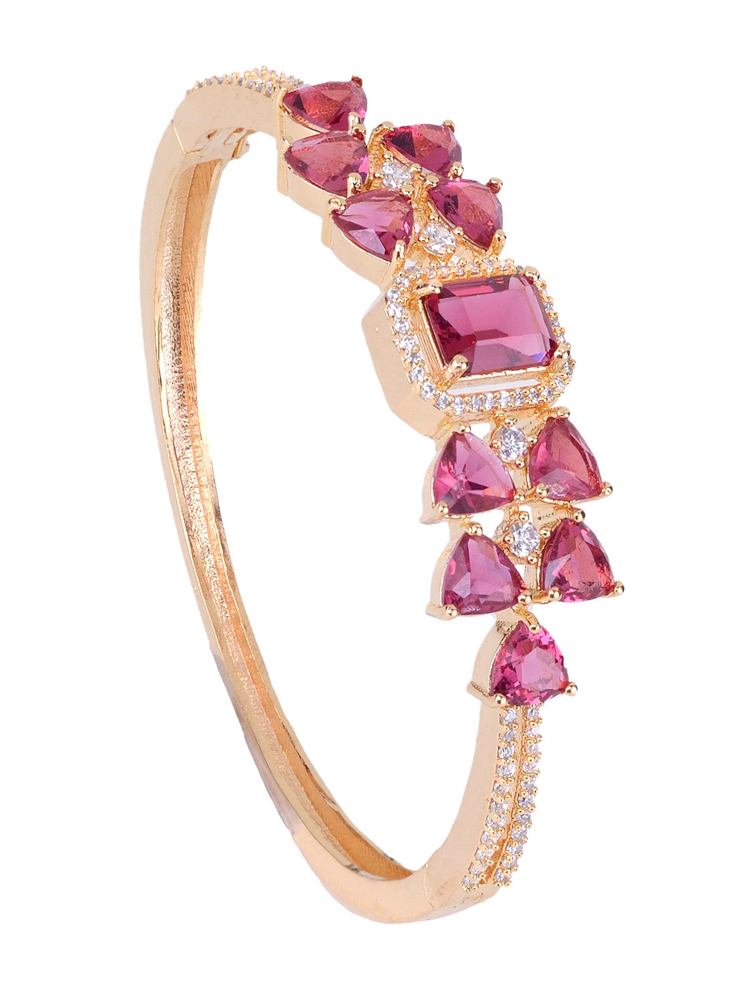 Gold plated Ruby AD studded handcrafted designer Bracelet for Women & Girls