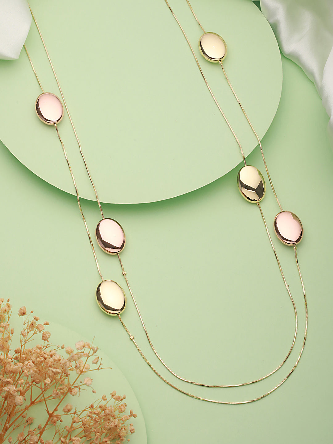 Anti-Tarnish Gold Plated Double Lined Statement Long Chain & Necklace