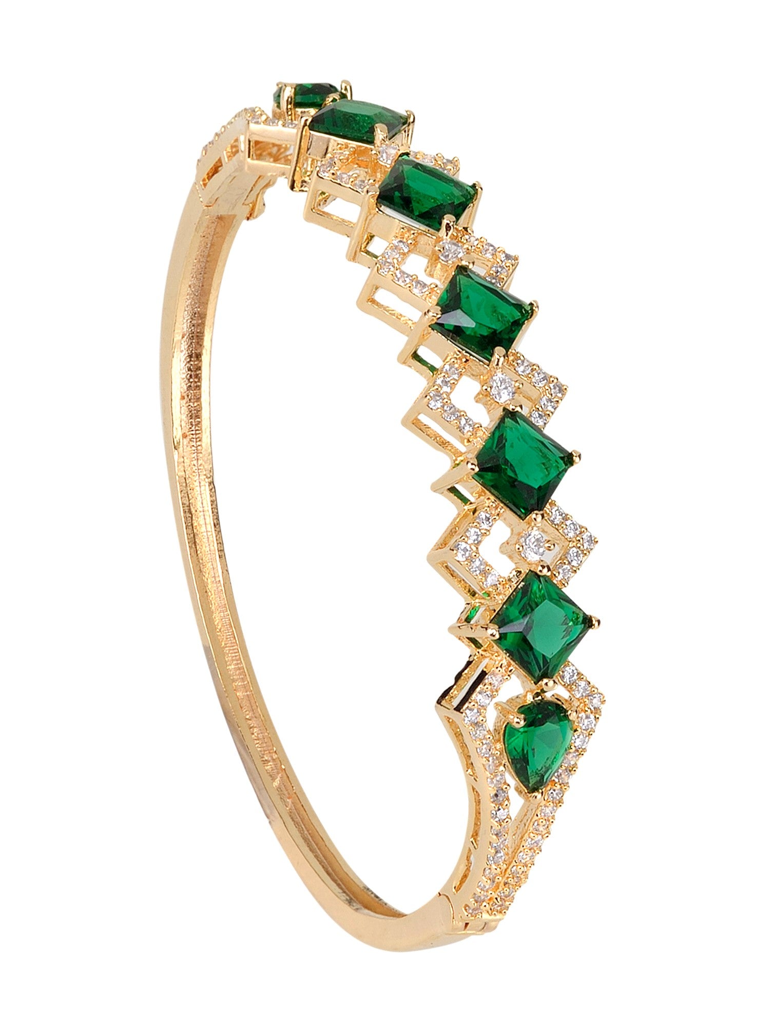 Gold plated Green AD studded handcrafted stylish Bracelet for Women & Girls