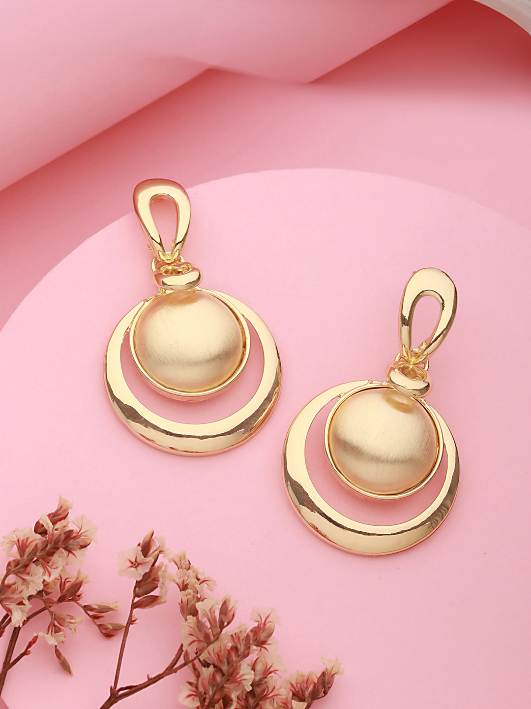 Anti-Tarnish Gold Plated  Concentric balls Minimal Drop earrings