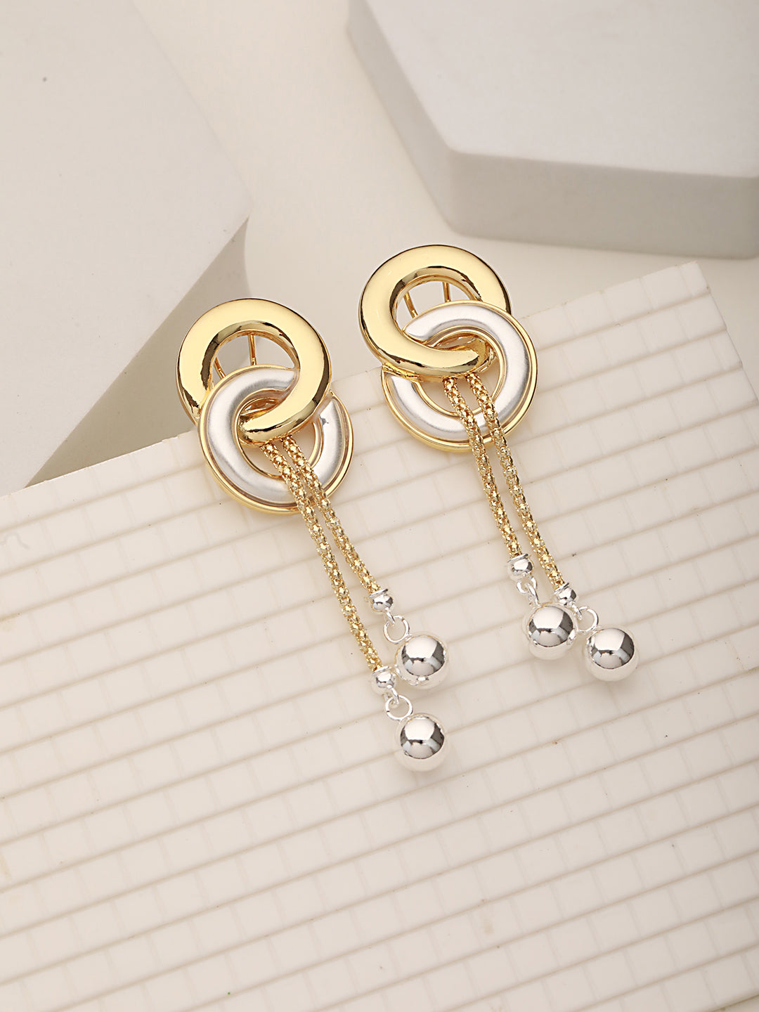 Anti-Tarnish 18k Gold plated & enamelled Eliptical Leafy Dangler Earrings