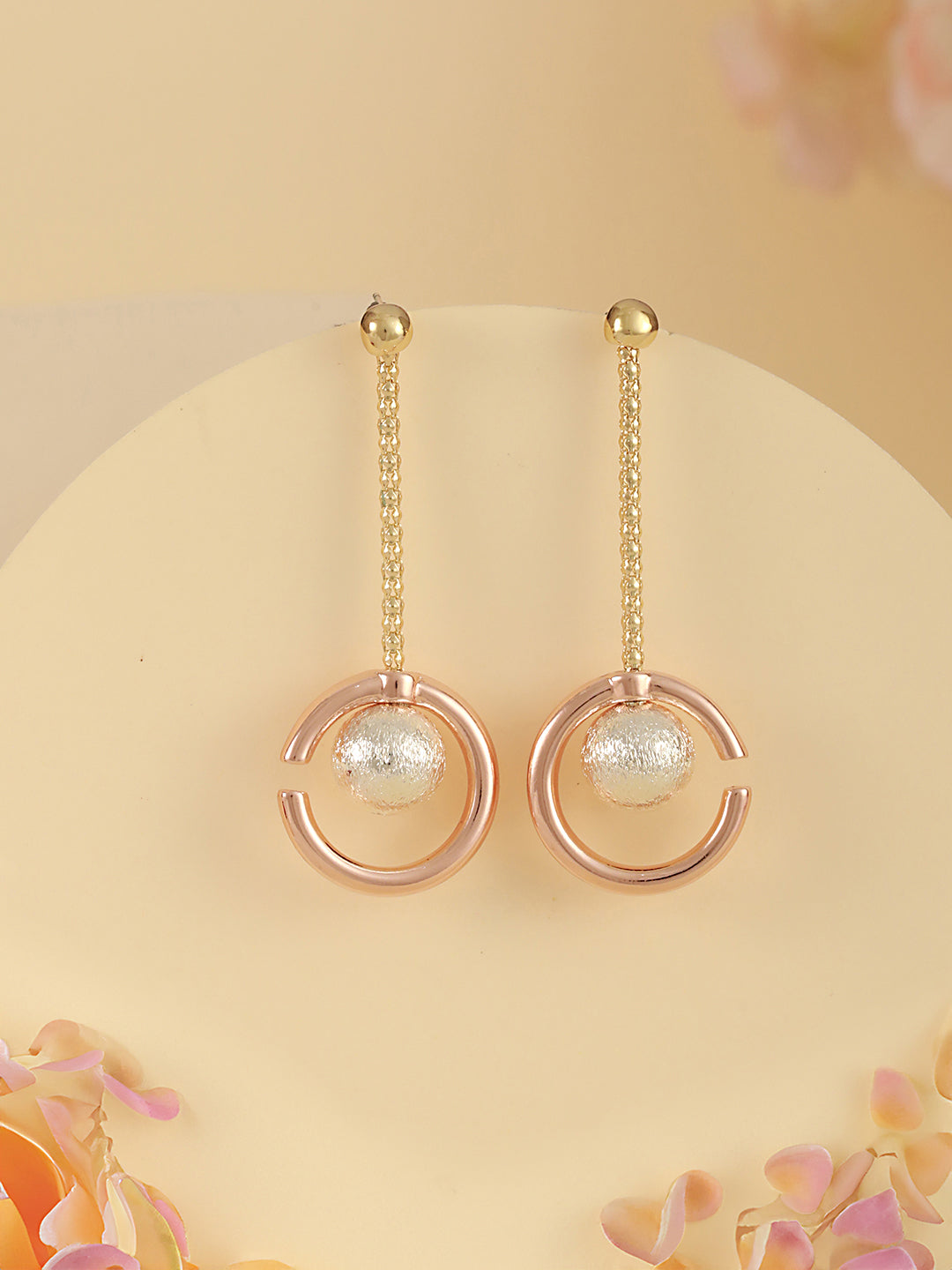 Anti-Tarnish Gold & Rose Gold Plated Chain Dangling Minimalist  Earrings