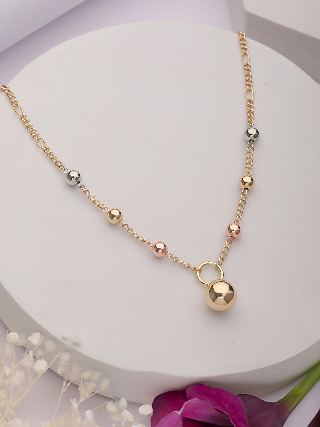 Anti-Tarnish Gold Polish Ball Locket Ball Chain Necklace