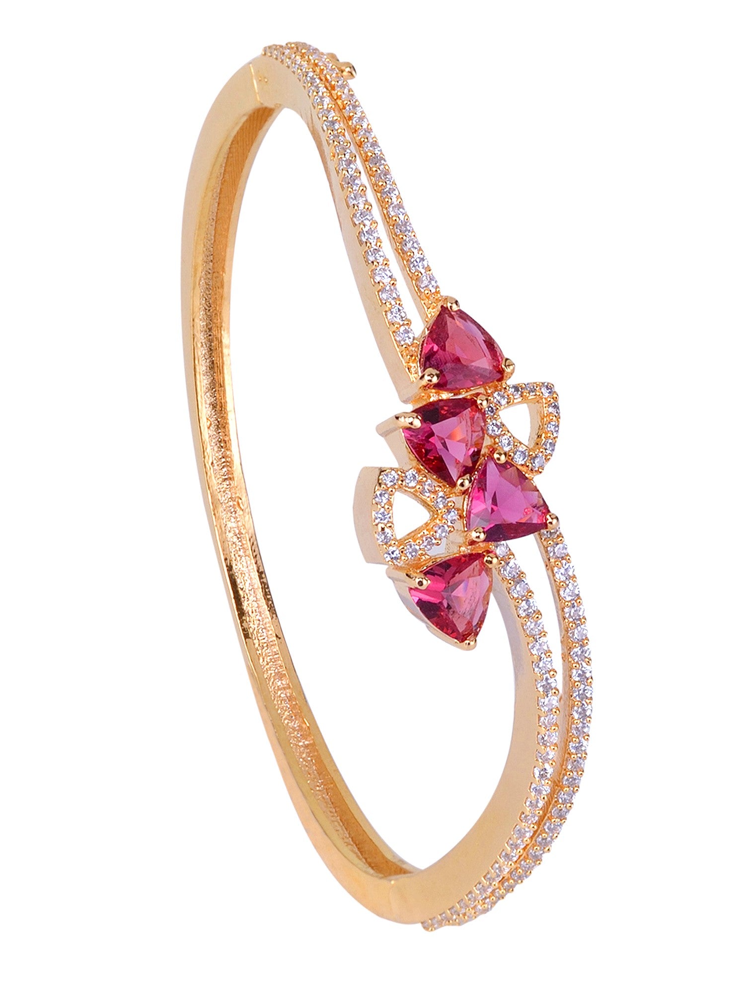 Gold plated Ruby AD studded handcrafted Bracelet for Women & Girls