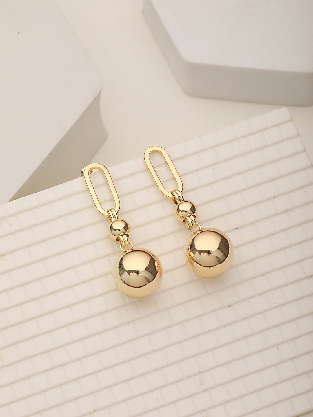 Anti-Tarnish Gold Toned Ball loop Hoop  Dangler earrings