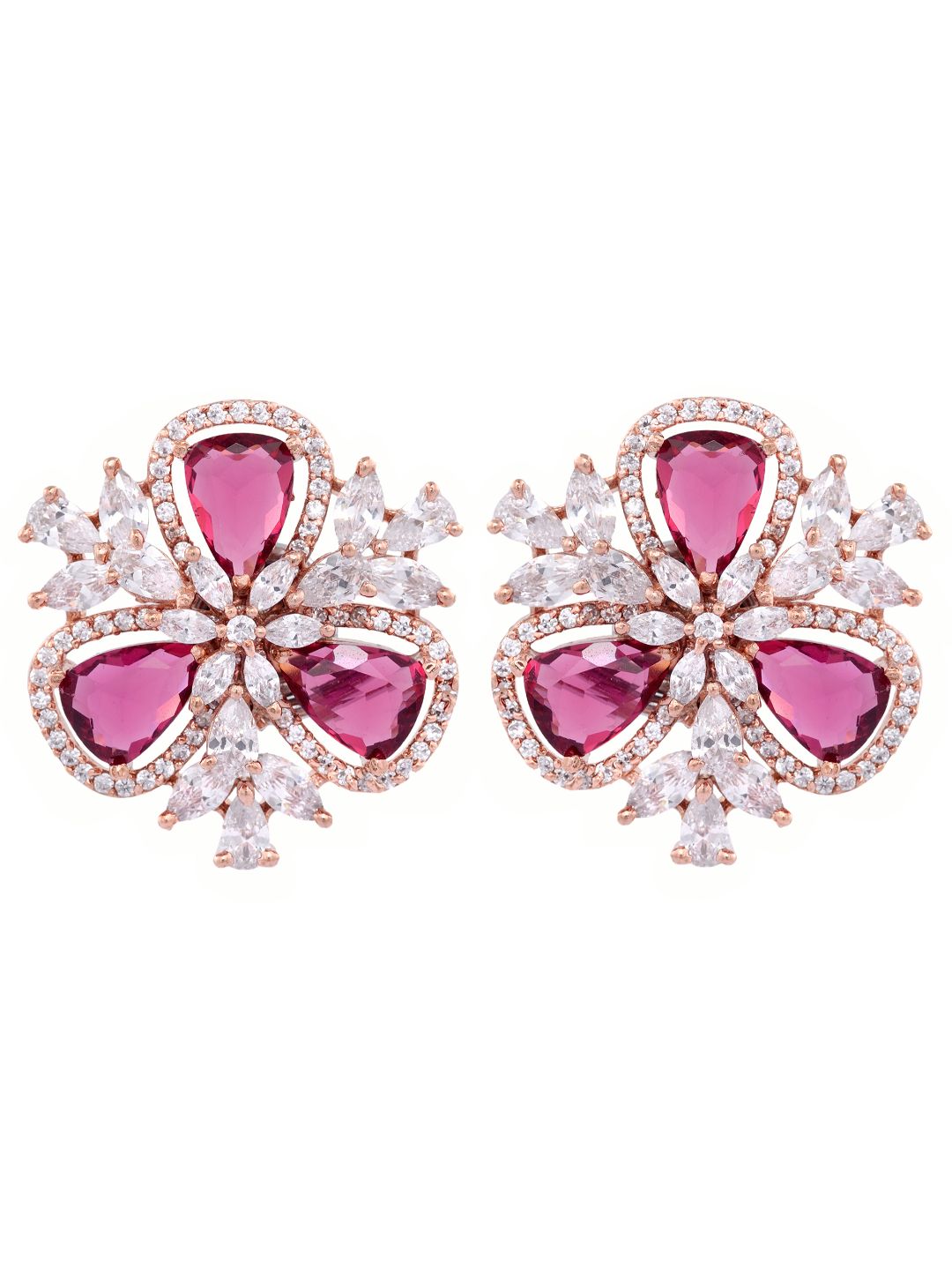 Rose Gold Ruby AD studded handcrafted Ear Ring