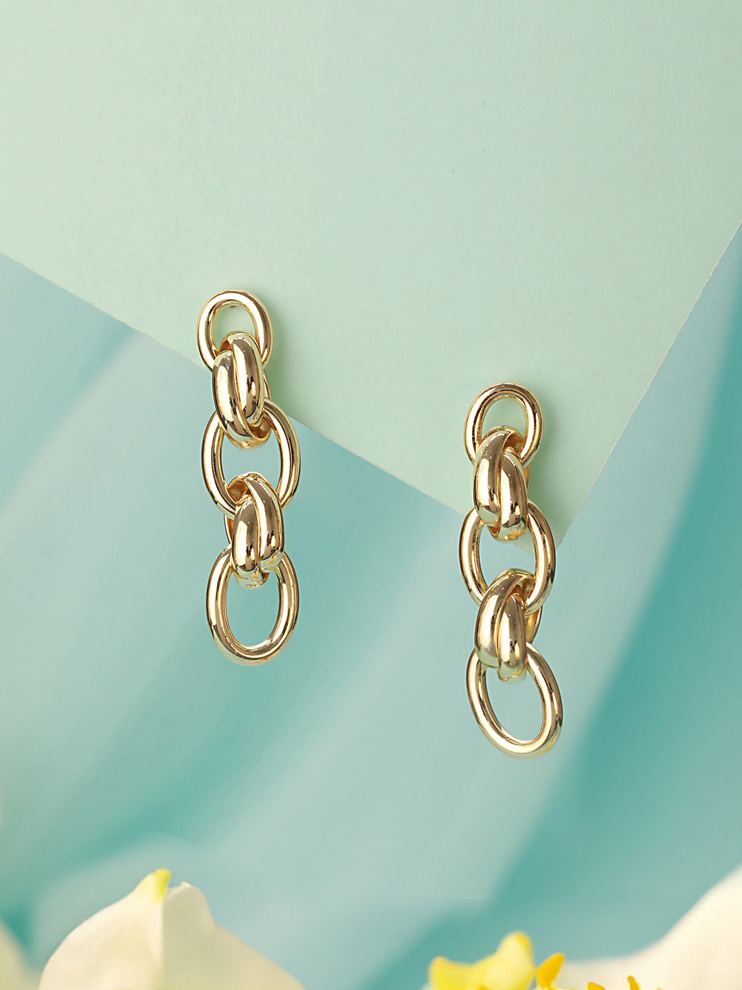 Anti-Tarnish Gold Plated Link  Luxe Drop Earrings