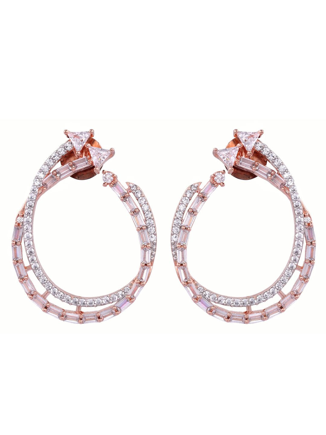 stylish party wear Rose Gold plated AD studded handcrafted Ear rings for girls & women