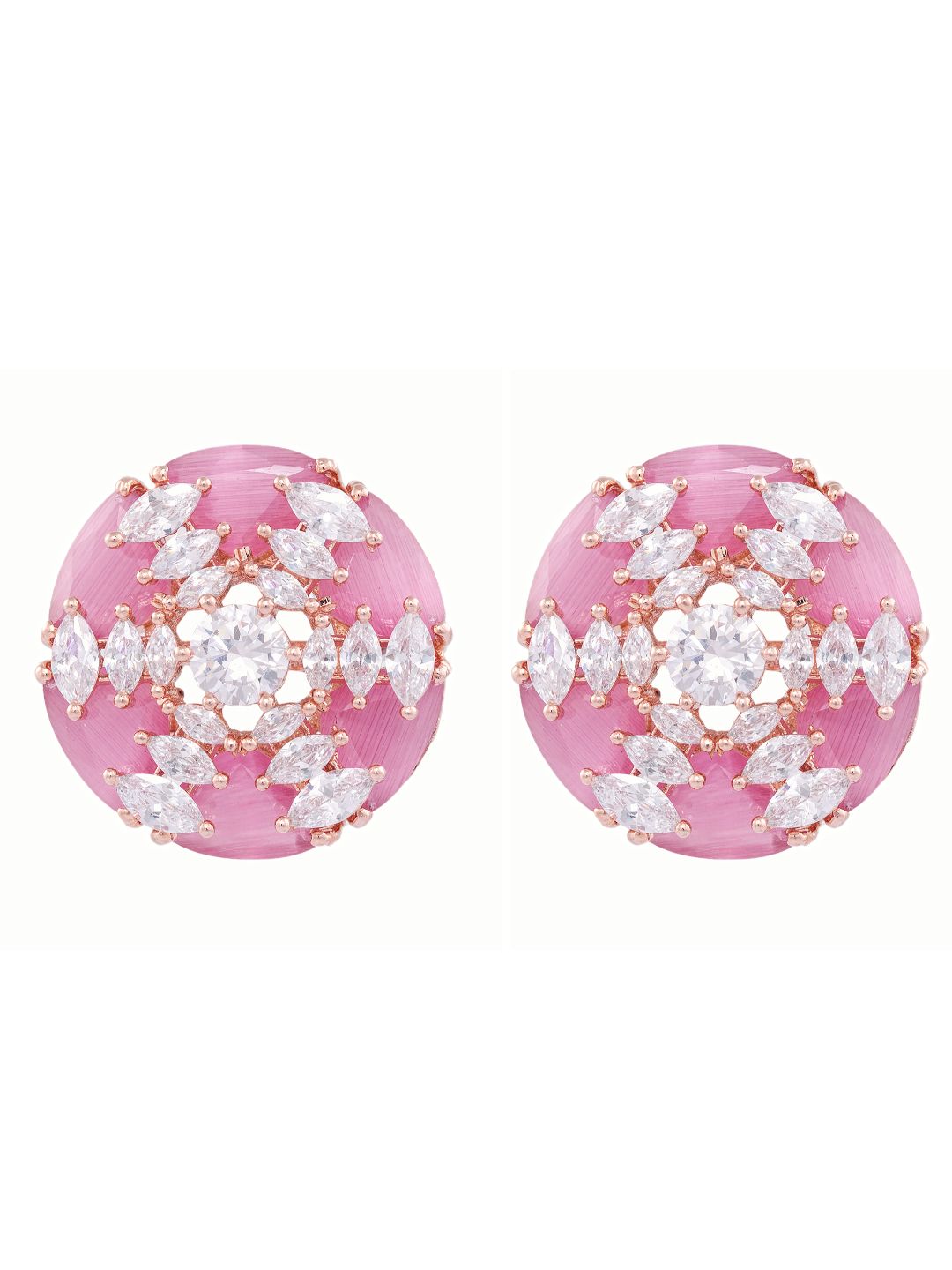 Rose Gold Pink AD studded handcrafted Ear Ring