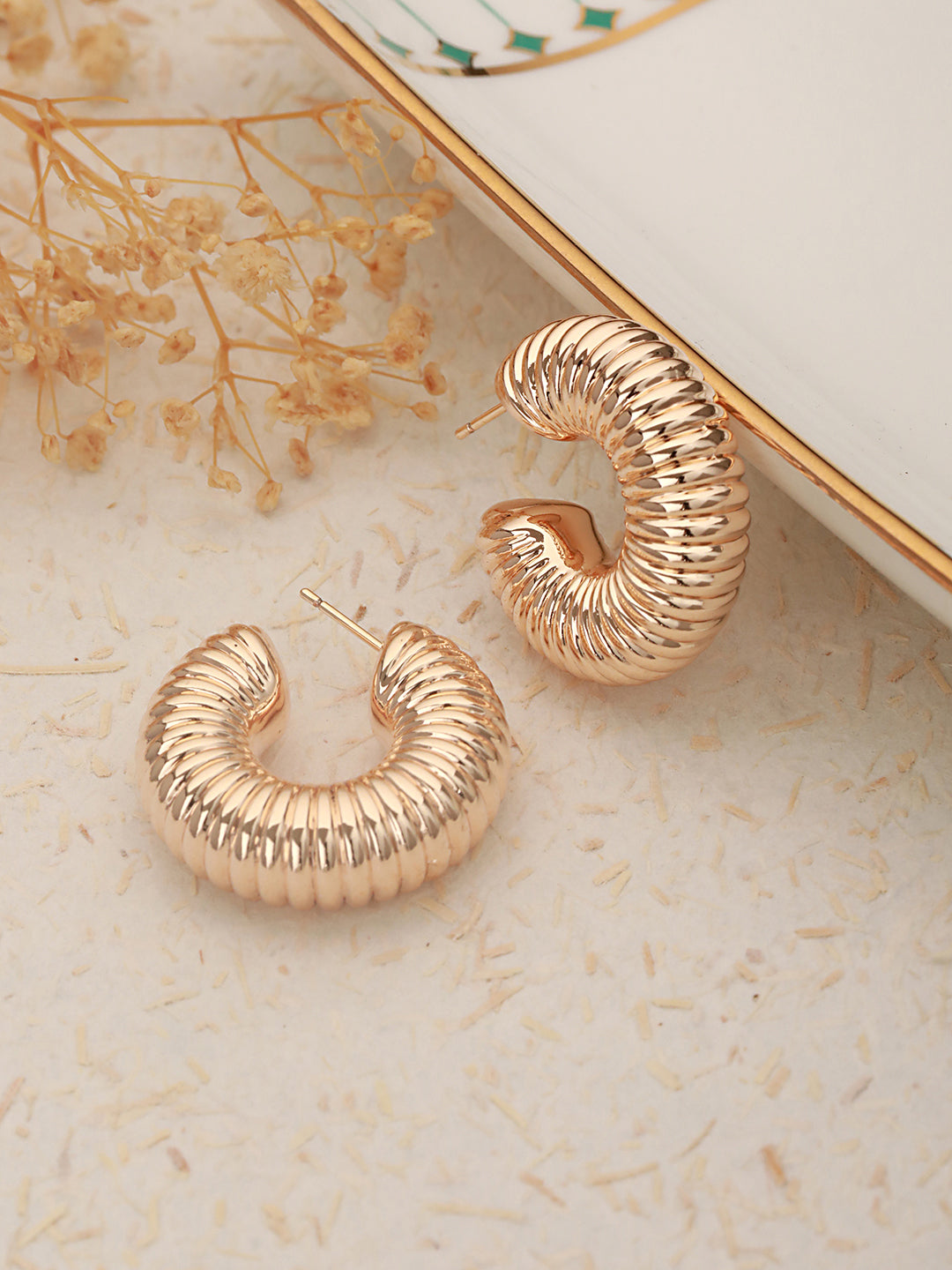 Anti-Tarnish Gold Plated Twister C Hoop Earrings