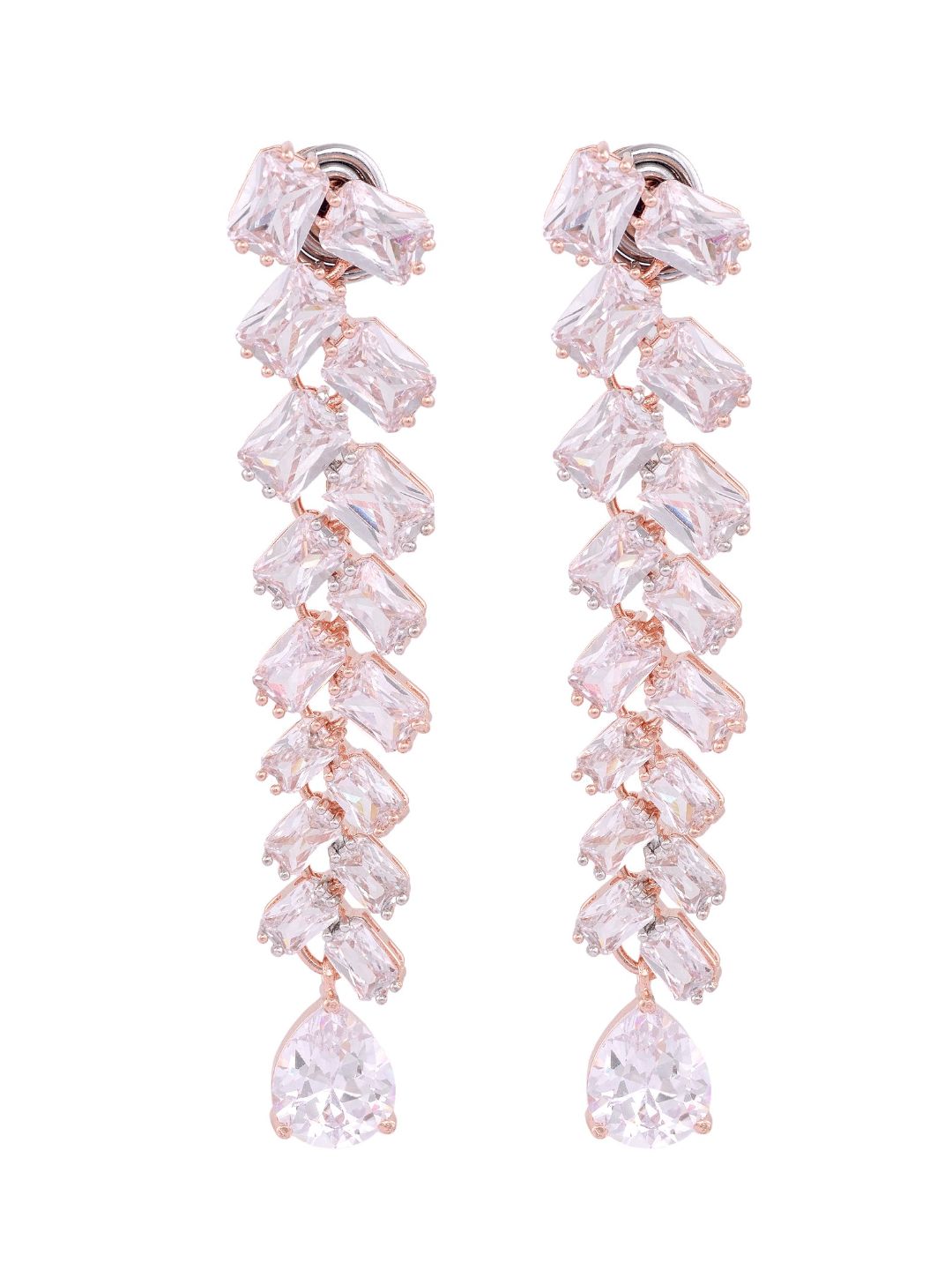 Rose Gold plated AD studded handcrafted dropdown Earrings for girls & women