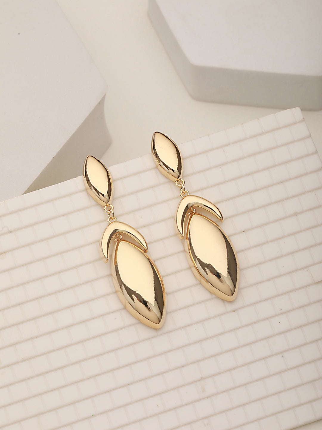 Anti-Tarnish Gold Plated Elliptical Drop Earrings