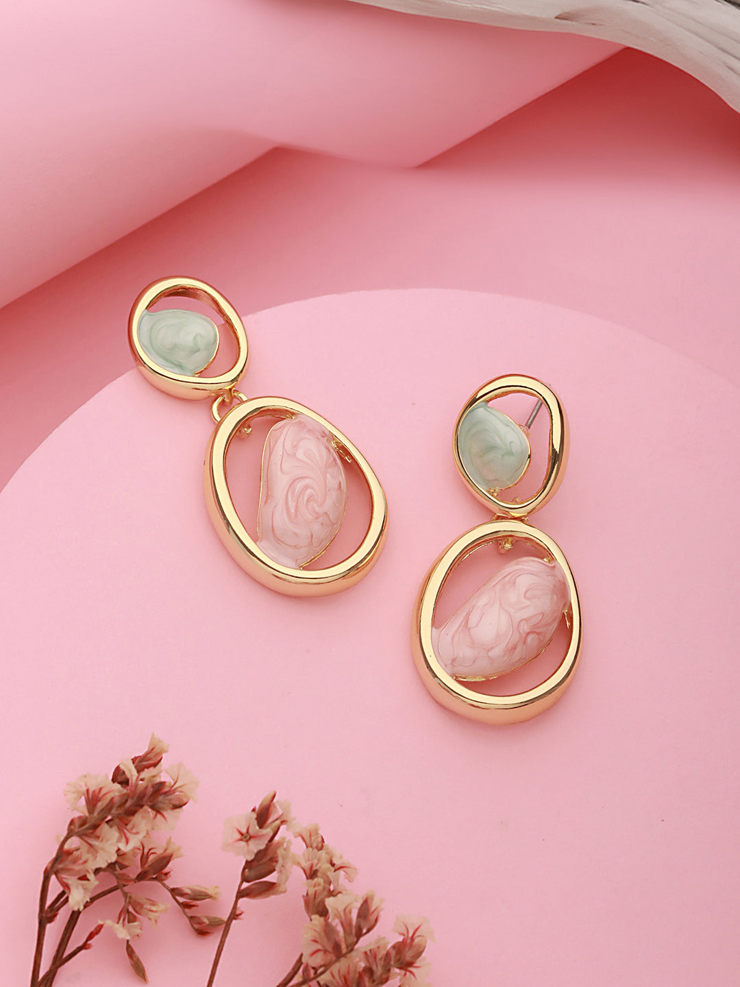 Anti-Tarnish Gold Plated Turquoise Enamelled Quirky Drop Earrings