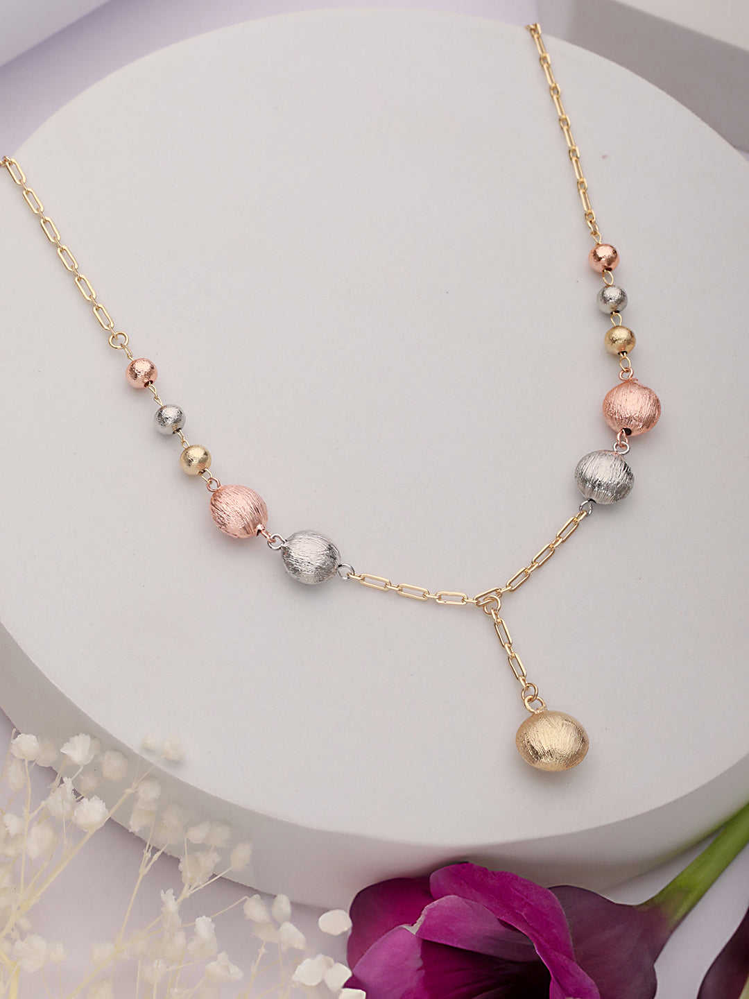 Anti-Tarnish Gold Plated Rose Gold Polish Ball Chain necklace