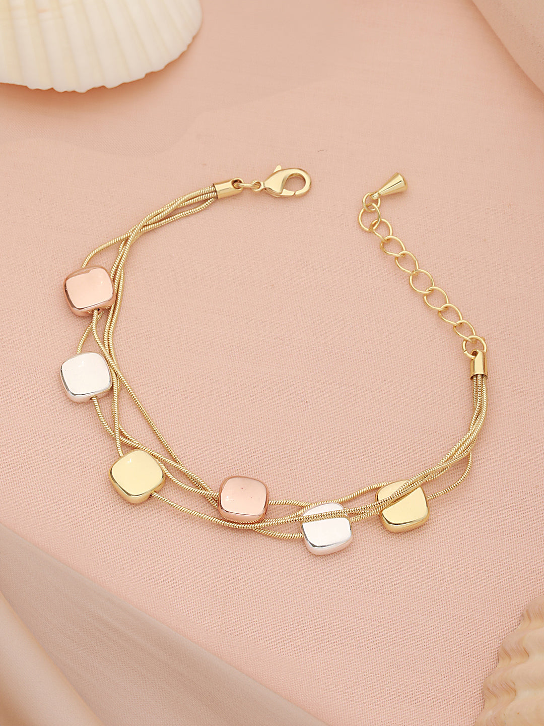 Anti-tarnish 18k Gold Plated Chunky Charm Stack Link Chain Bracelet