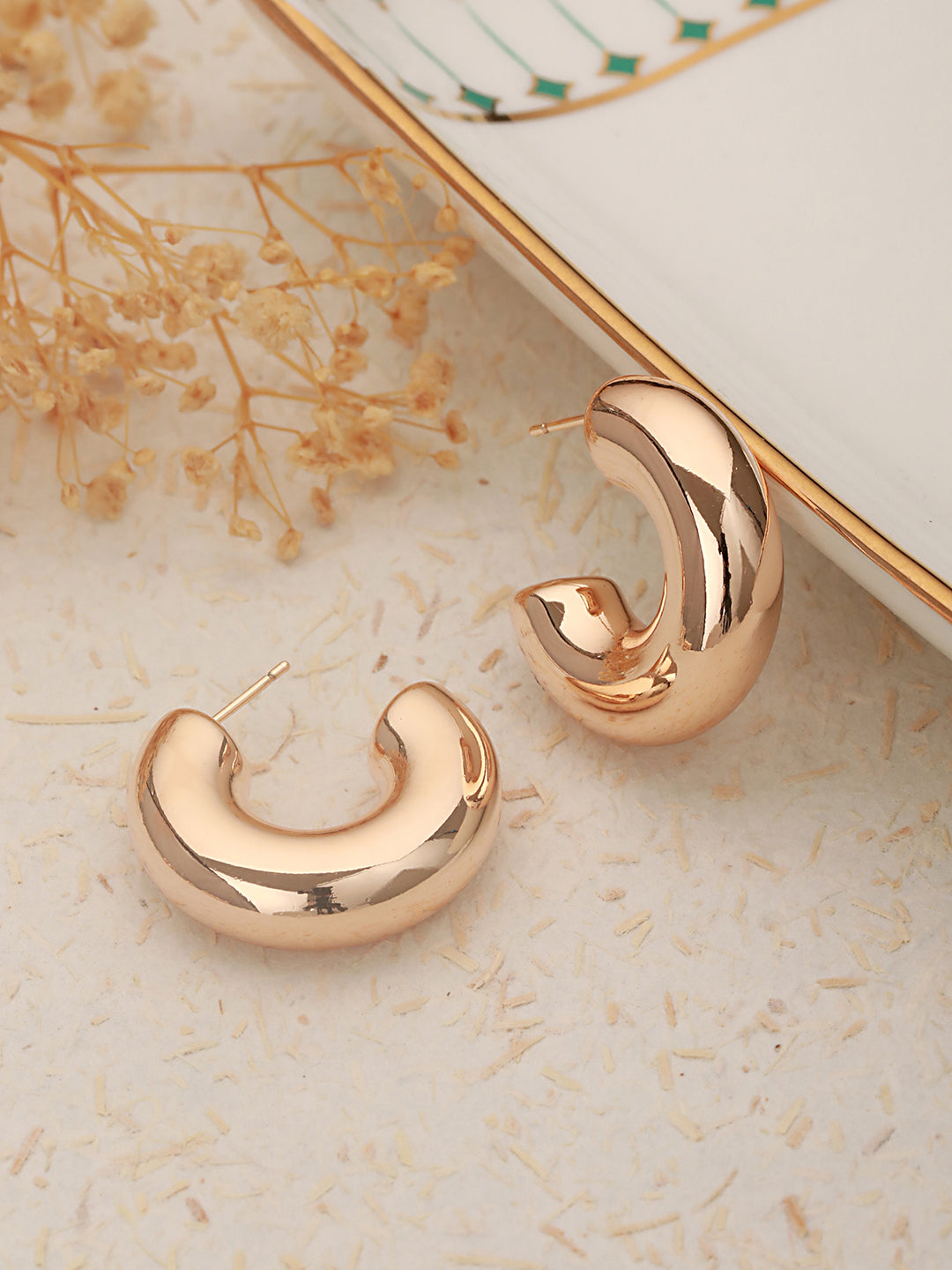 Anti-Tarnish 18 k Gold Plated Bold Statement  C Half  Hoop earrings
