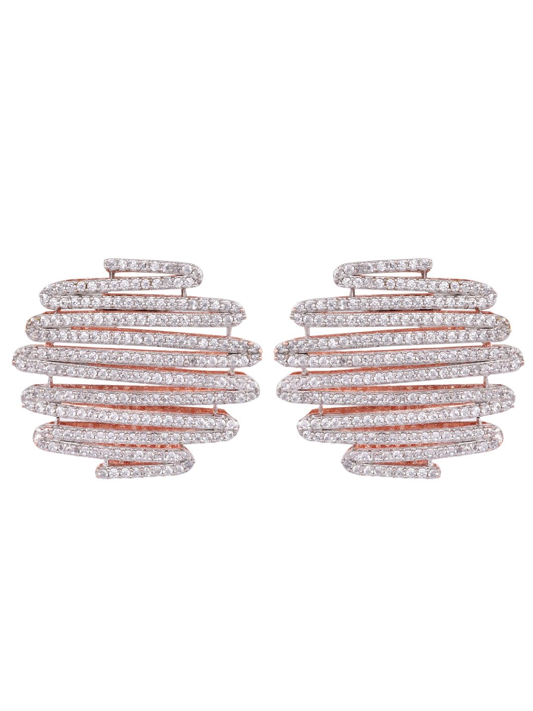 Rose Gold White AD studded handcrafted designer Ear Ring