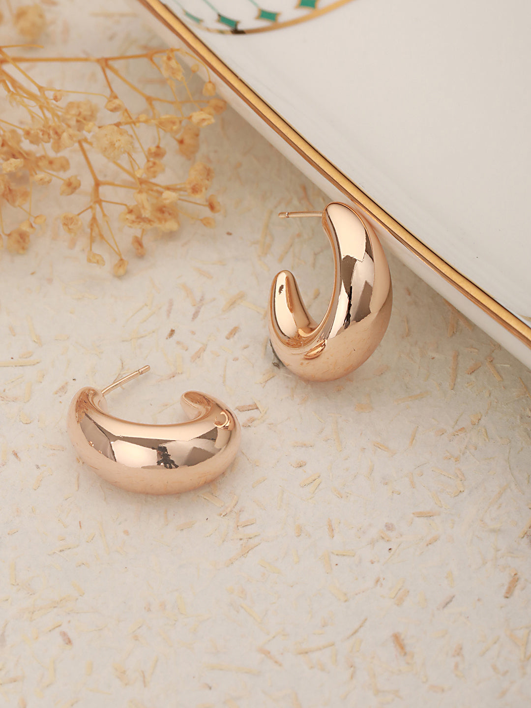 Anti-Tarnish 18k Gold Plated Dome Shaped Half Hoop