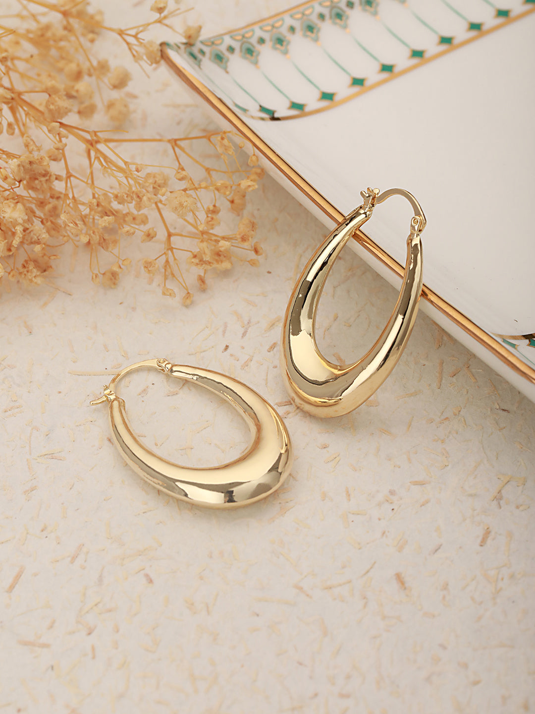 Anti-Tarnish Gold Plated U -Shaped  Chunky Hoop Earrings
