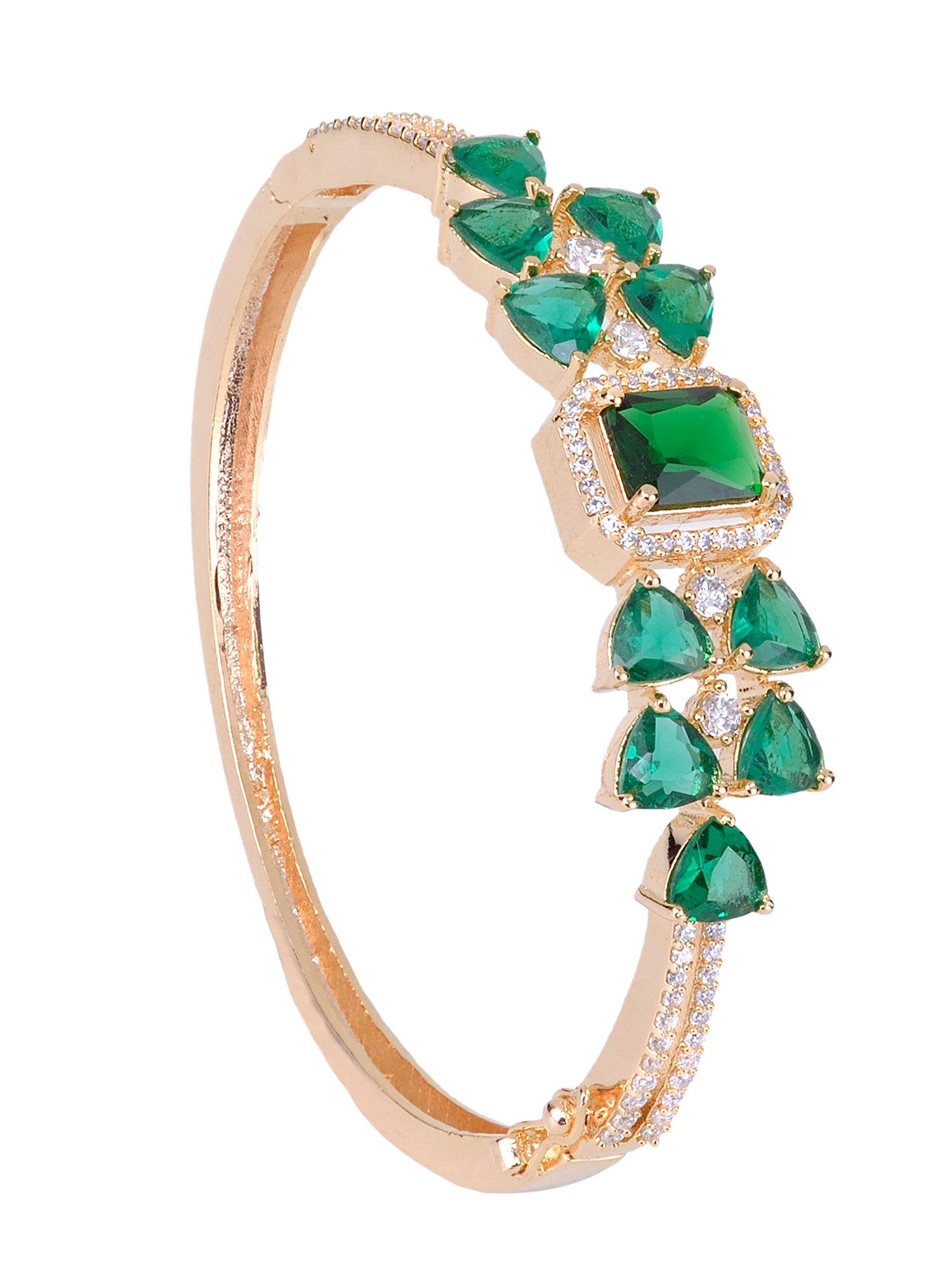 Gold plated Green AD studded handcrafted stylish Bracelet for Women & Girls