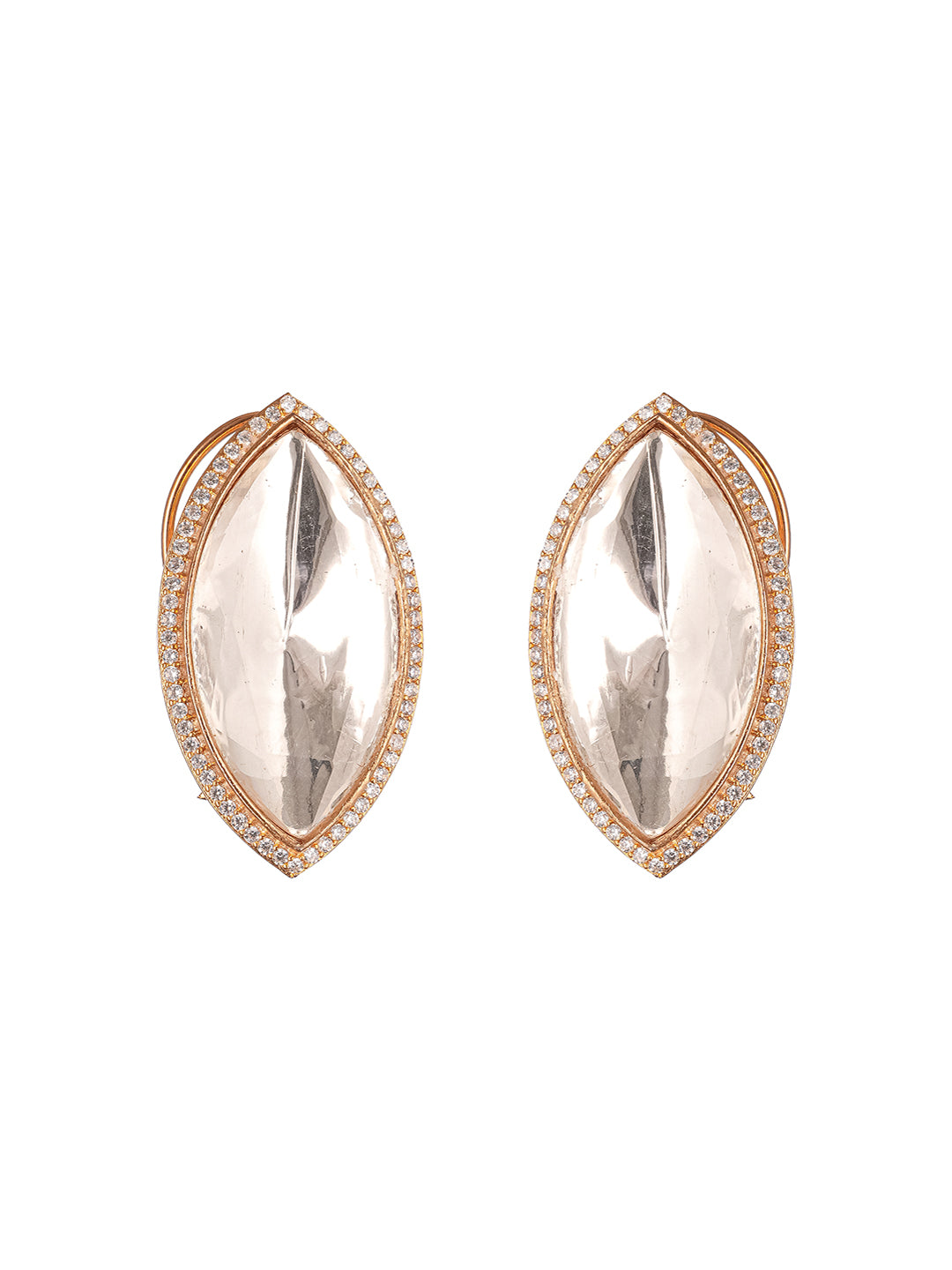 Gold Plated Uncut Polki Mossanite Minimal Studds Earrings