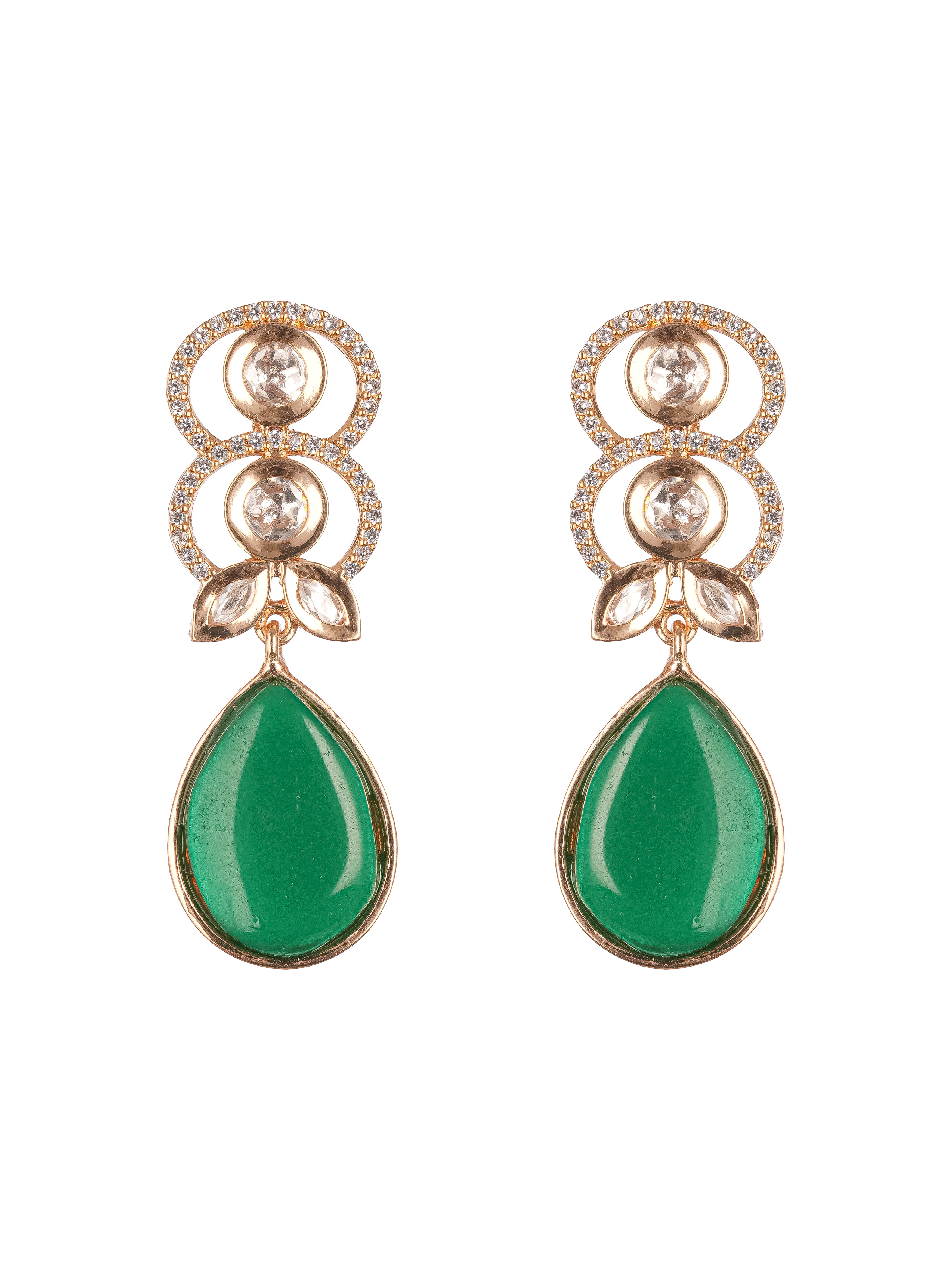 Gold Plated Navratan Multicoloured Kundan Studded Layered Floral Designer Jewellery Set