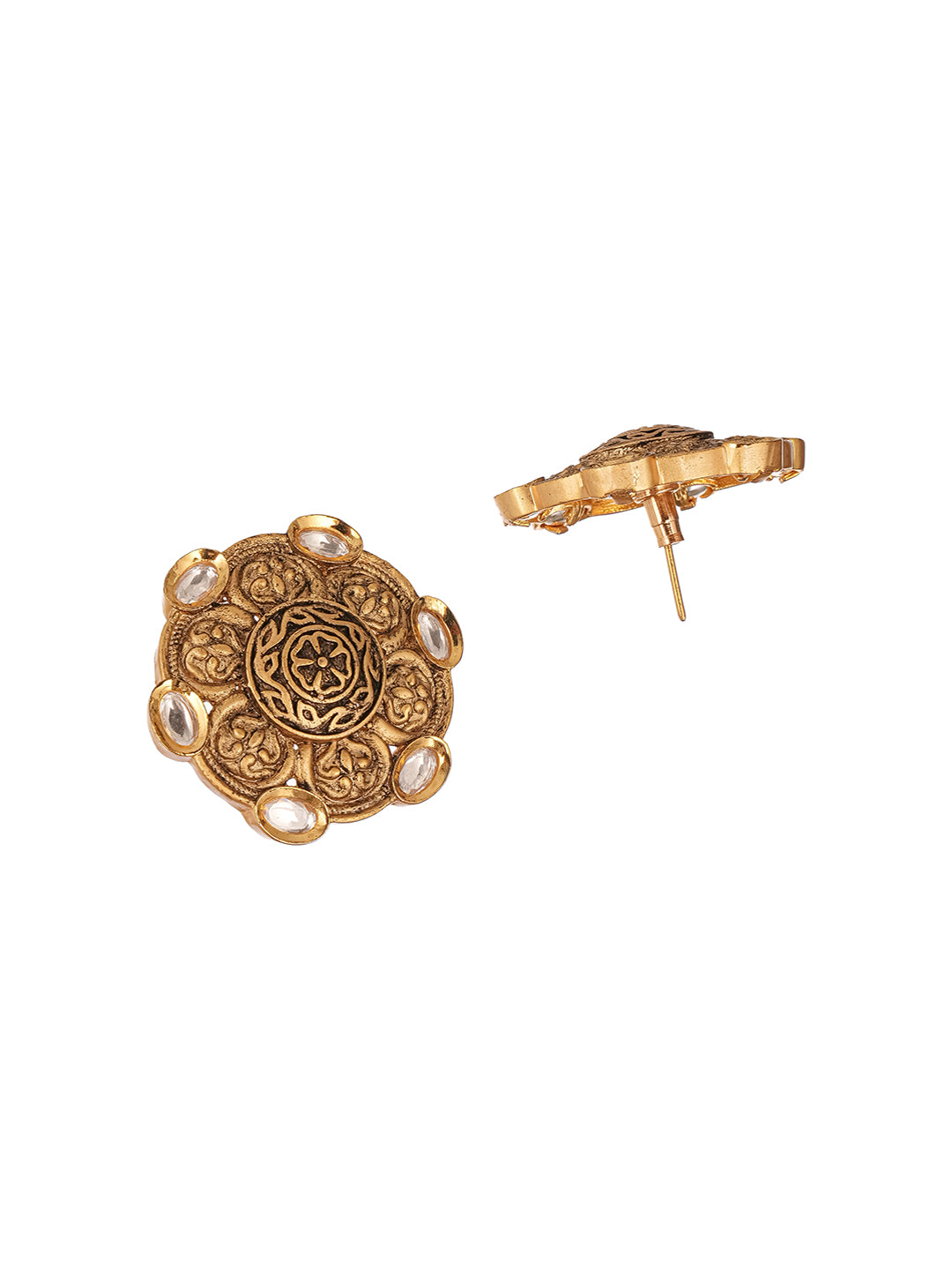 Antique Gold Plated Kundan Studded Filigree Intricate Studds earrings