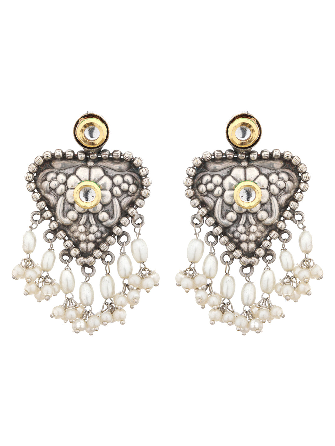 Oxidised Stone Studded Fusion statement Jewellery set