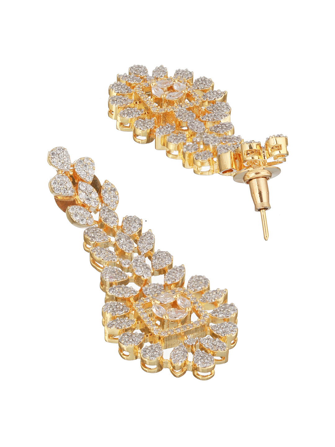 Gold Toned White CZ Studded designer Jewellery Set