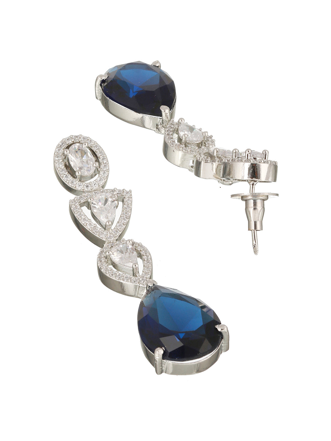 Silver Plated Pear Shaped CZ Studded luxe Minimal jewellery Set