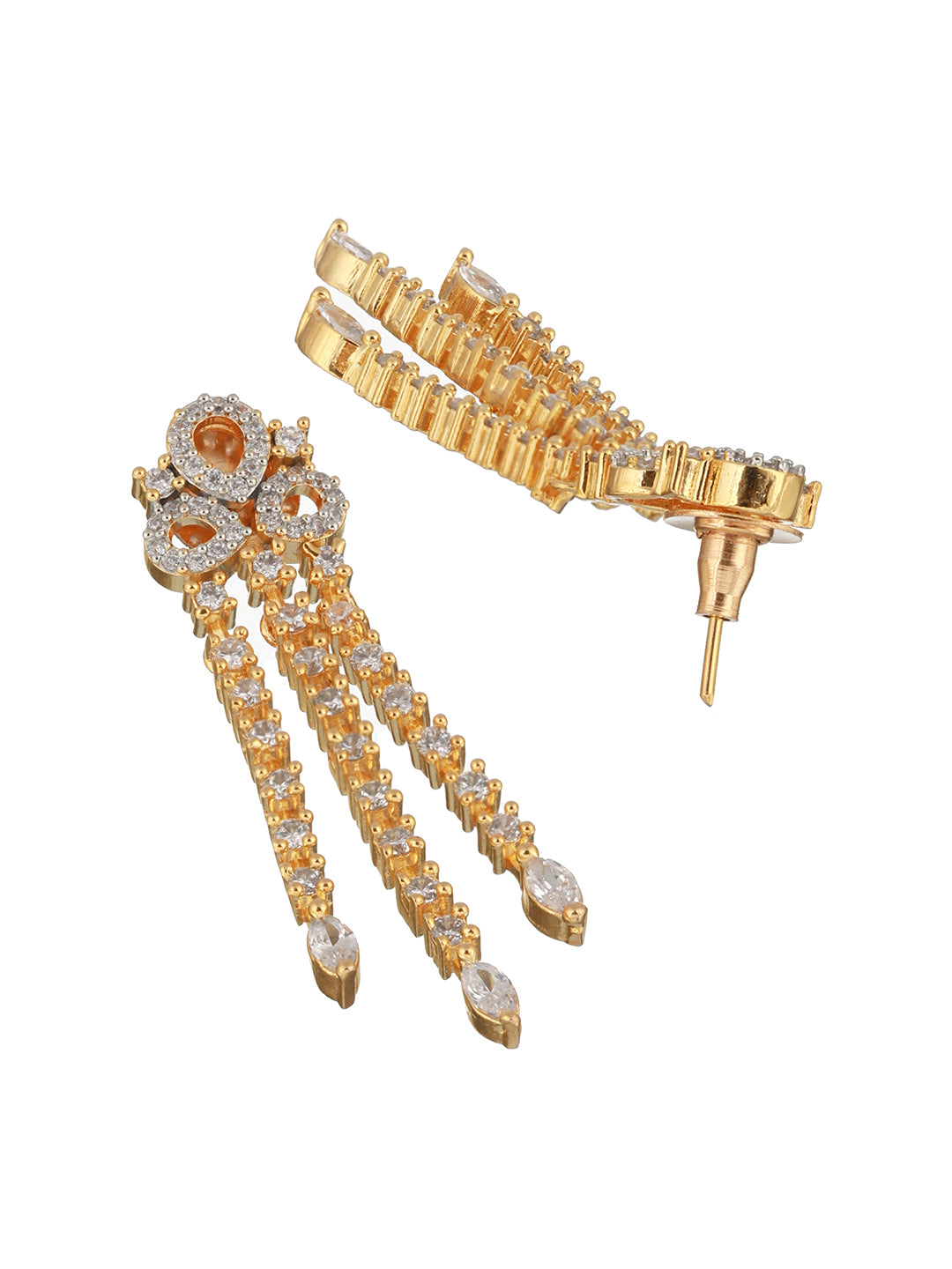 Gold Polished White CZ Studded  contemporary Jewellery set