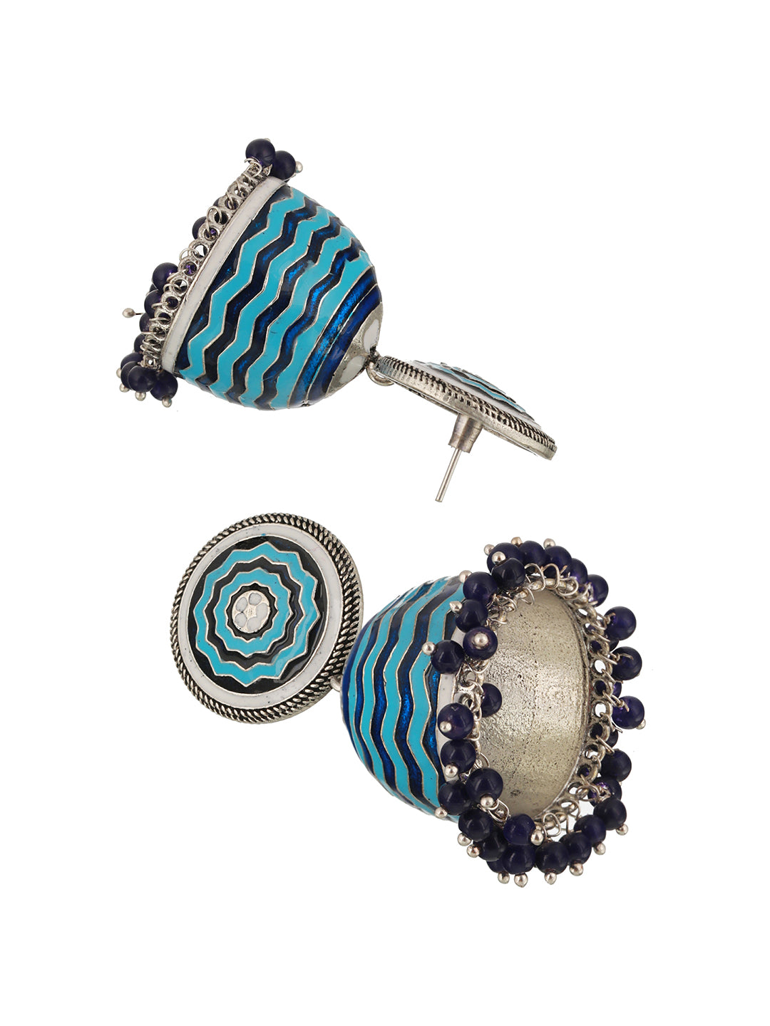 Blue Enamelled Handcrafted Jhumka Earrings