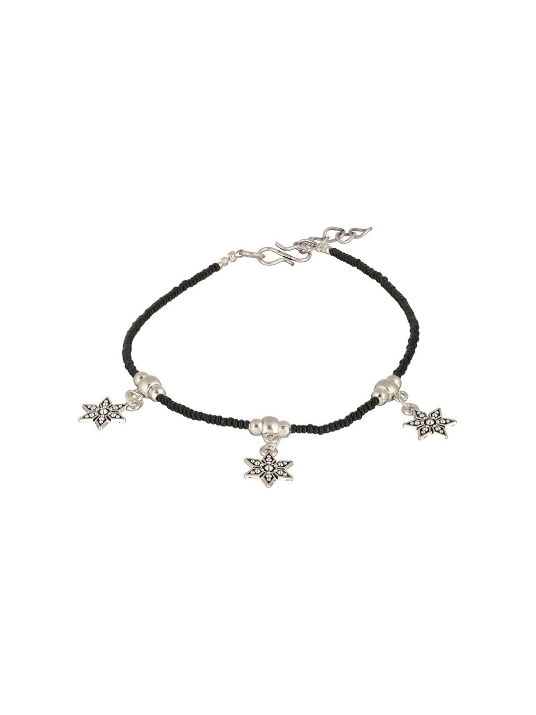 Set Of 3 Oxidised Silver Plated Payal Anklet