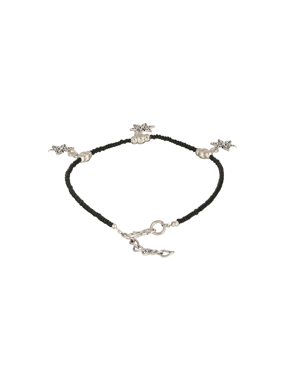 Set Of 3 Oxidised Silver Plated Payal Anklet