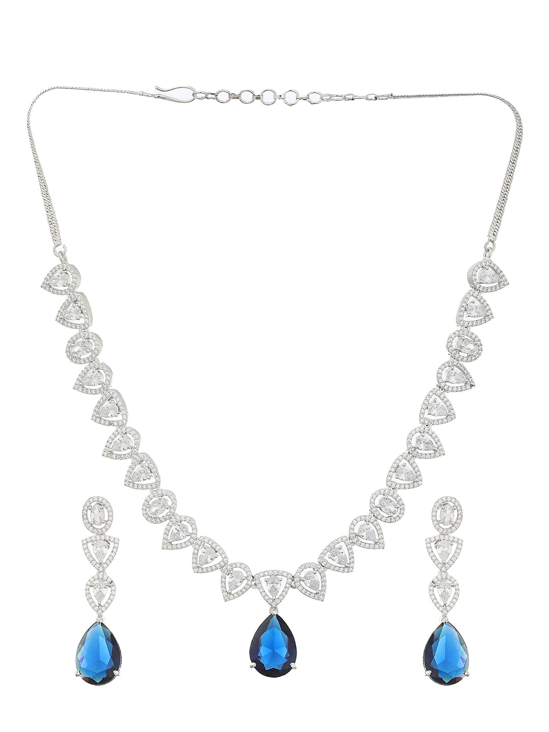 Silver Plated Pear Shaped CZ Studded luxe Minimal jewellery Set