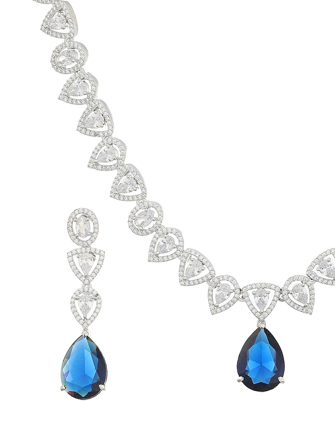 Silver Plated Pear Shaped CZ Studded luxe Minimal jewellery Set