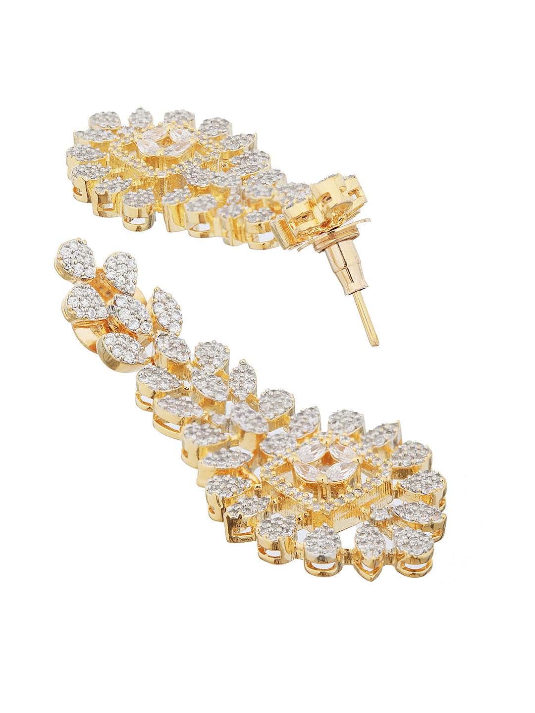 Gold Toned White CZ Studded designer Jewellery Set