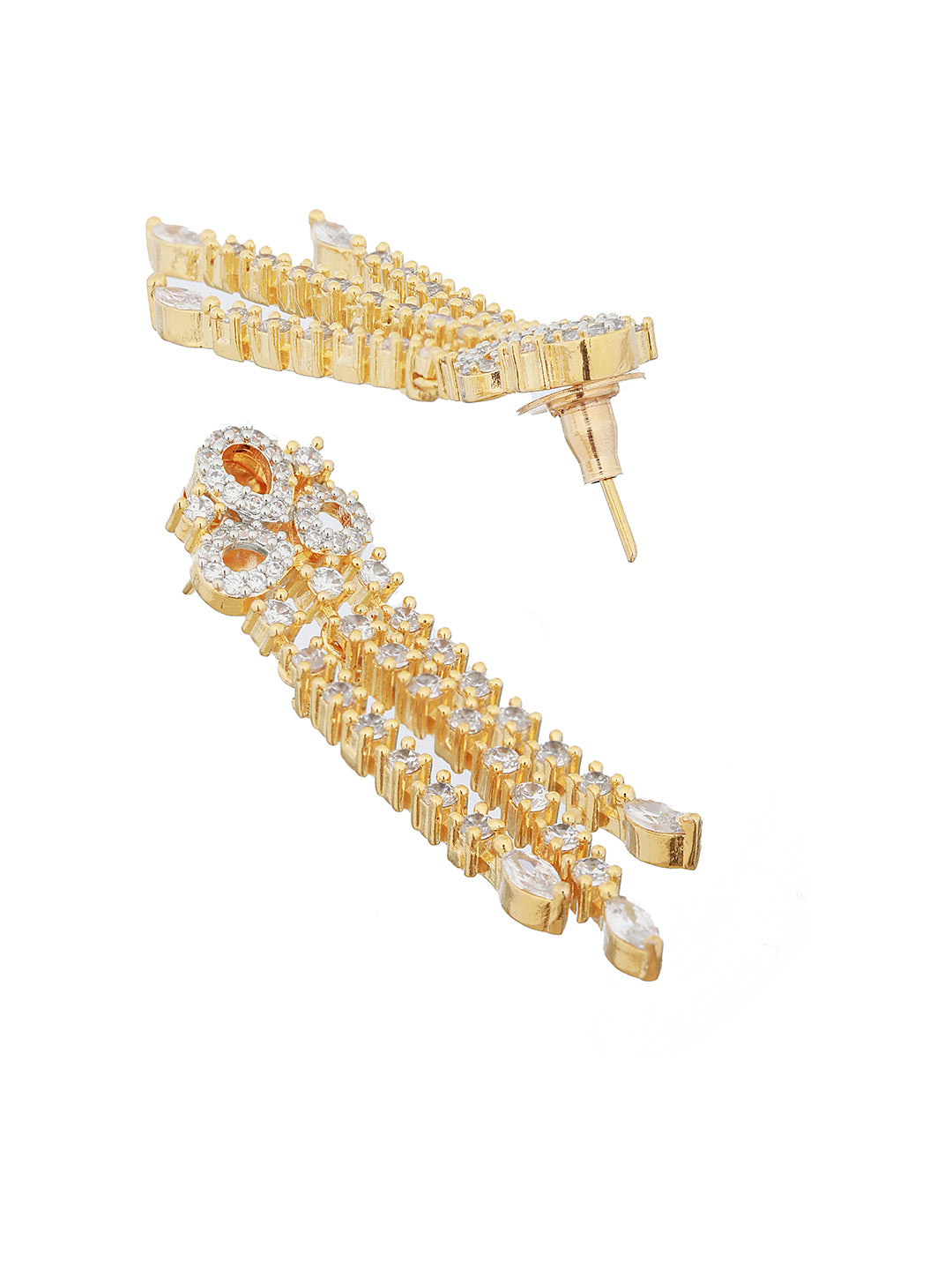 Gold Polished White CZ Studded  contemporary Jewellery set