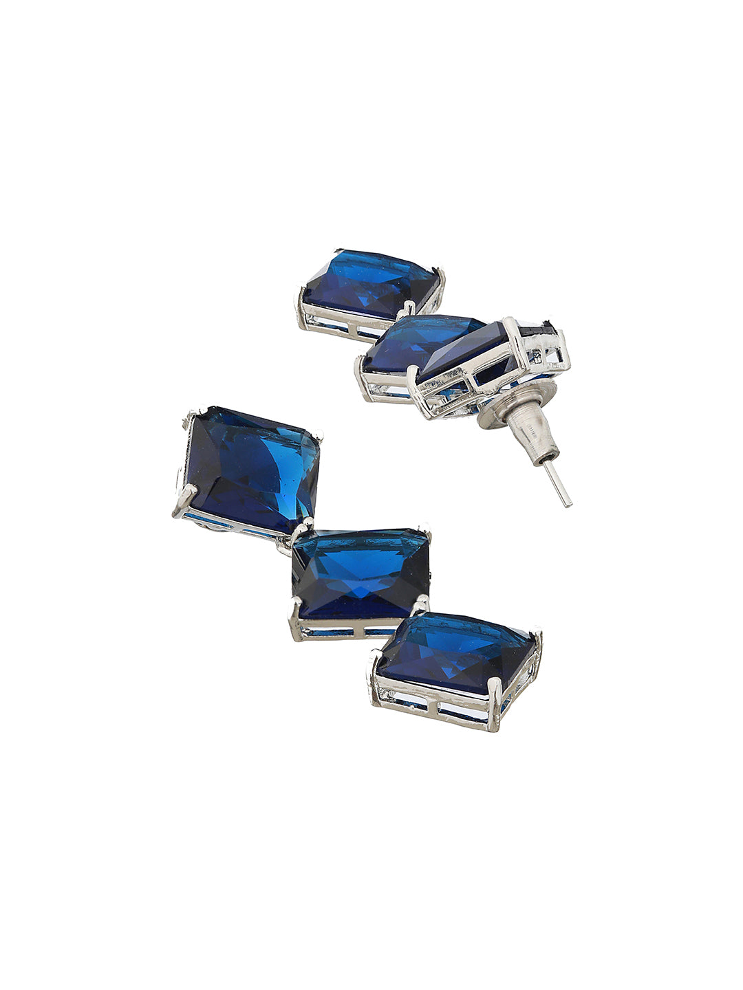 Silver Plated Blue CZ studded Minimal Jewellery Set