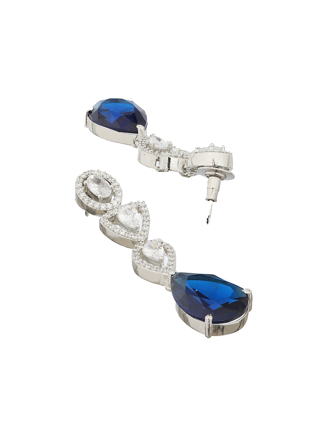 Silver Plated Pear Shaped CZ Studded luxe Minimal jewellery Set