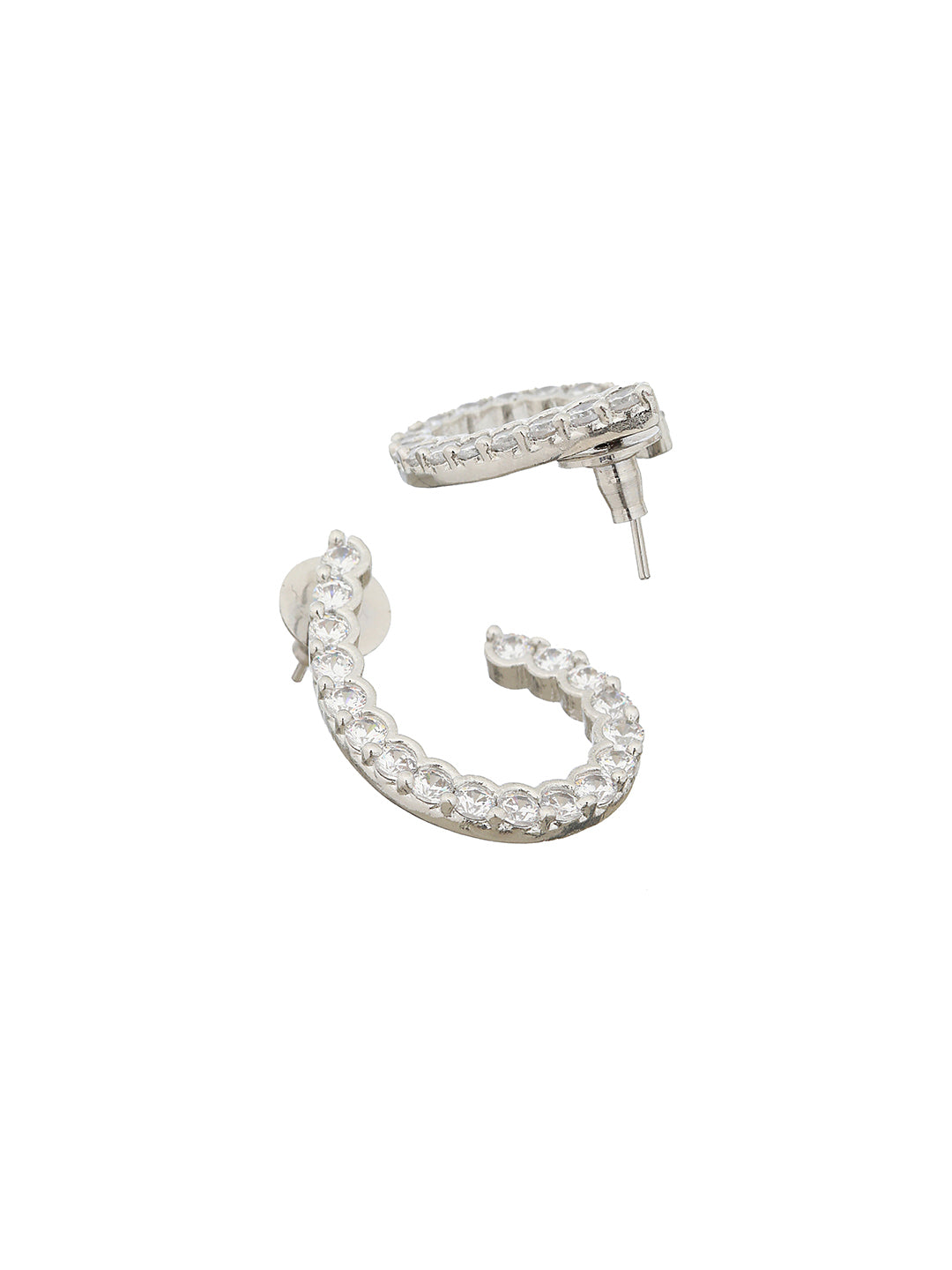 Silver Toned AD studded Hoop Earrings