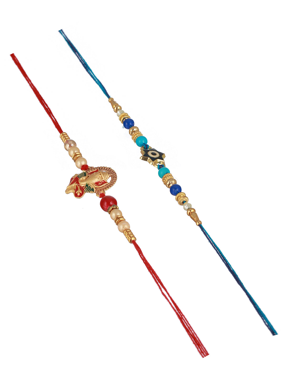 Set Of 2 Evil eye nd Ganesha Rakhi with Roli Chawal